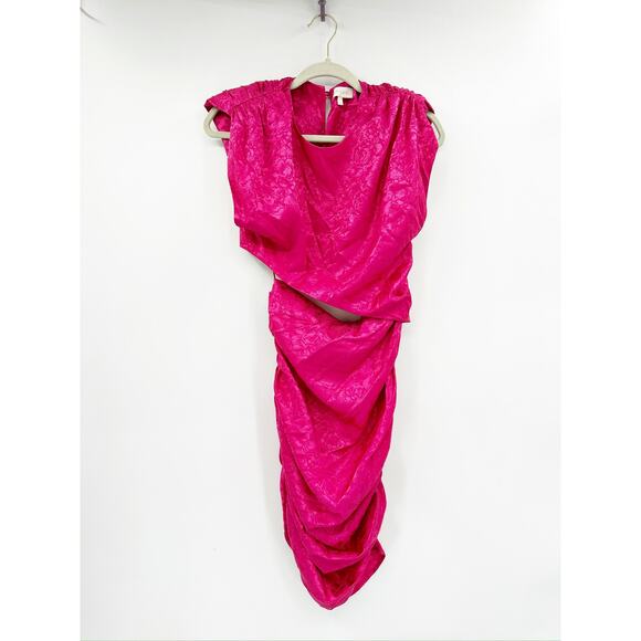 Ronny Kobo Kyle Pink Asymmetric Cutout Ruched Sleeveless Dress Size S - Picture 2 of 4